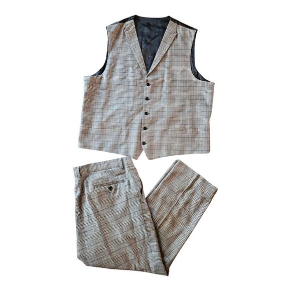 Mens Vitali Three Piece Suit Vested Suit Brand New 48R 43W Gray plaid - Picture 3 of 15